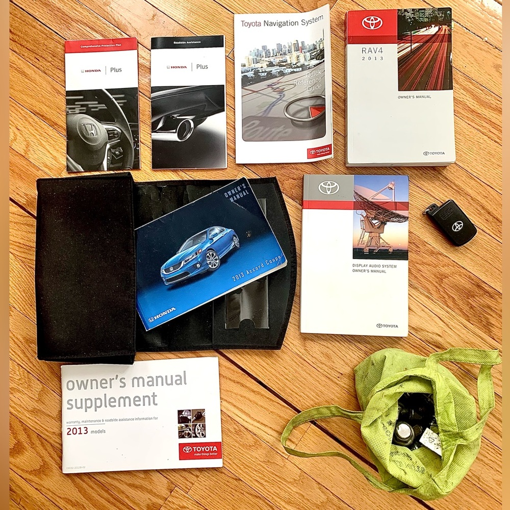 Authentic Toyota and Honda Car Owner's Manual Set & Related Accessories